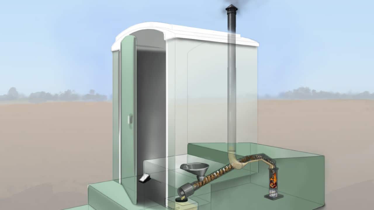 Illustration of an incinerating toilet