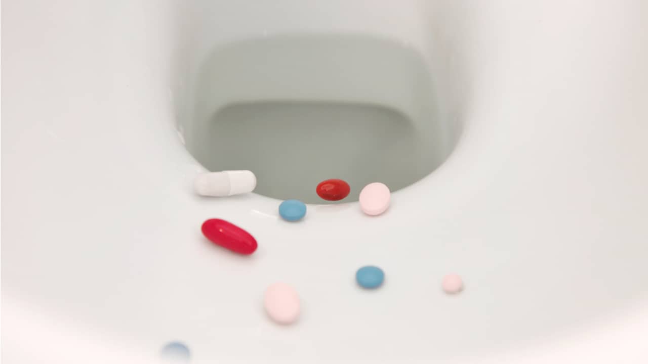 Pills in a toilet