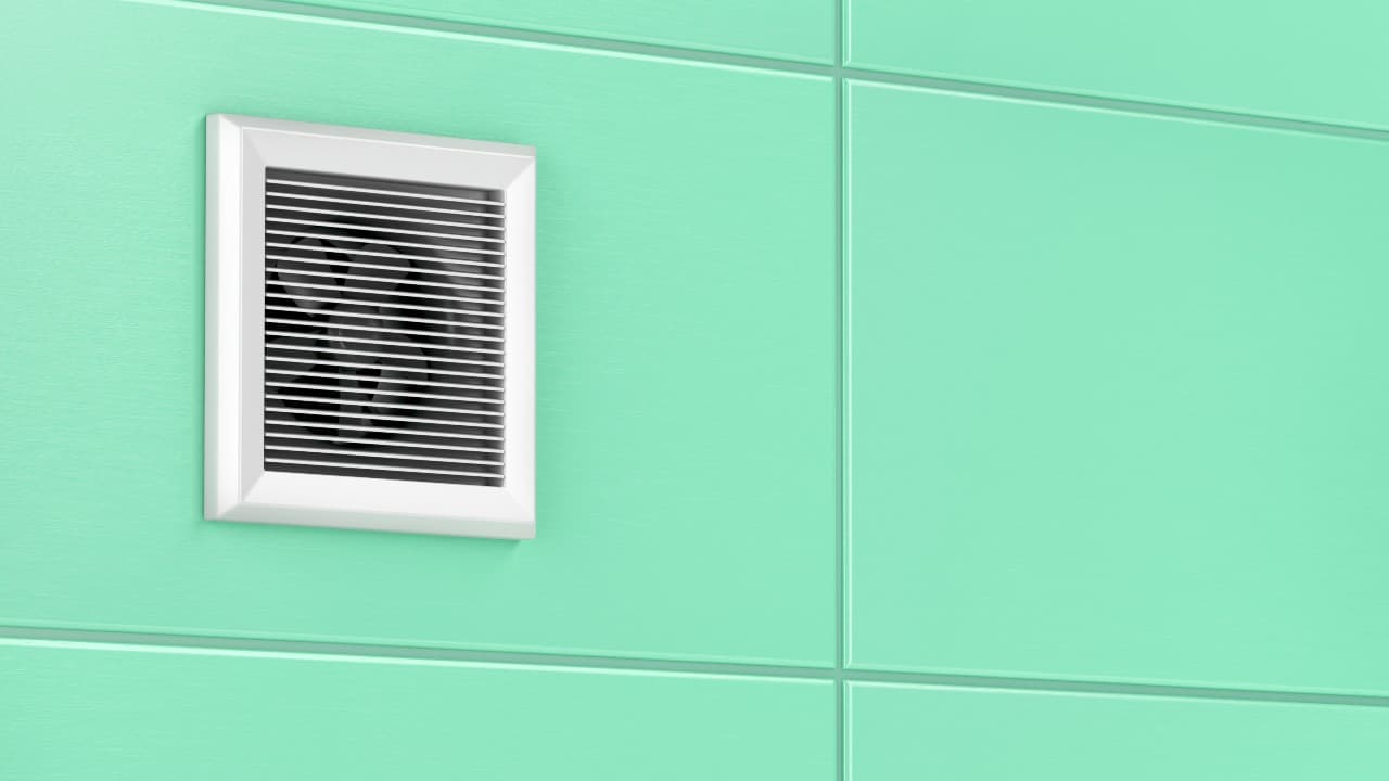 Bathroom exhaust fan on a wall