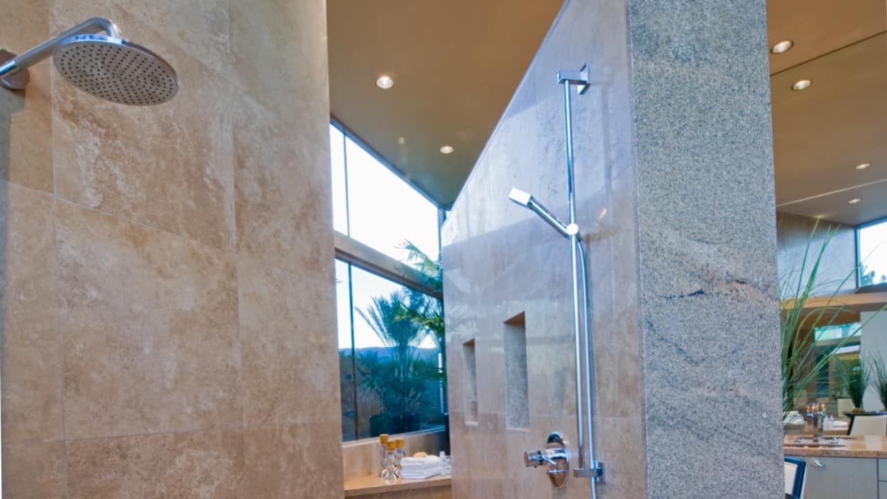 Stone shower wall